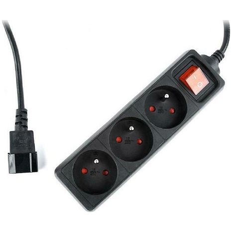 ENERGENIE UPS POWER STRIP 3 SCHUKO SOCKETS FUSED SWITCH 16A C14 0,6M BLACK