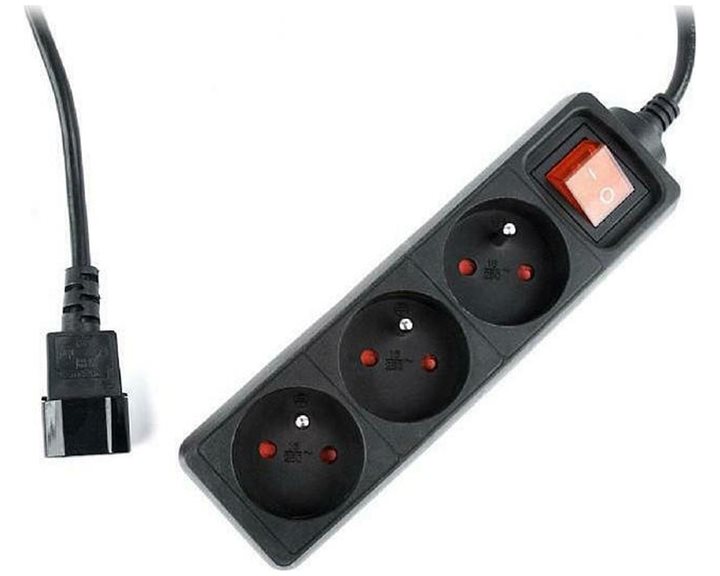 ENERGENIE UPS POWER STRIP 3 SCHUKO SOCKETS FUSED SWITCH 16A C14 0,6M BLACK