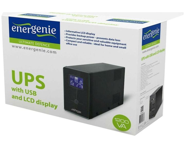 ENERGENIE UPS WITH USB AND LCD DISPLAY 1200 VA BLACK