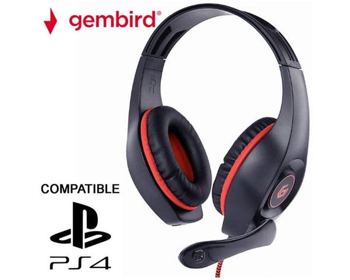 GEMBIRD GAMING HEADSET WITH VOLUME CONTROL PC/PS4 RED-BLACK