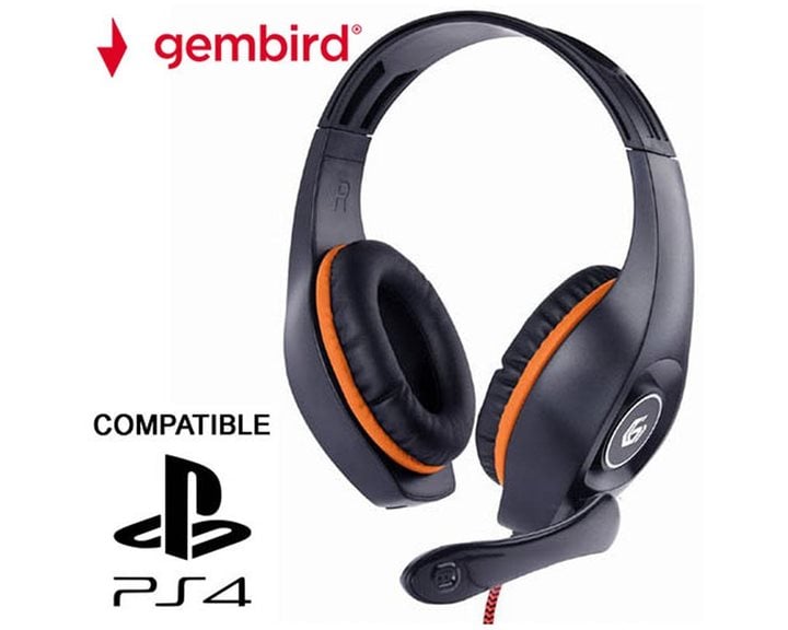 GEMBIRD GAMING HEADSET WITH VOLUME CONTROL PC/PS4 ORANGE-BLACK