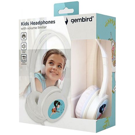 GEMBIRD KIDS HEADPHONES WITH VOLUME LIMITER WHITE