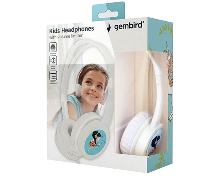 GEMBIRD KIDS HEADPHONES WITH VOLUME LIMITER WHITE