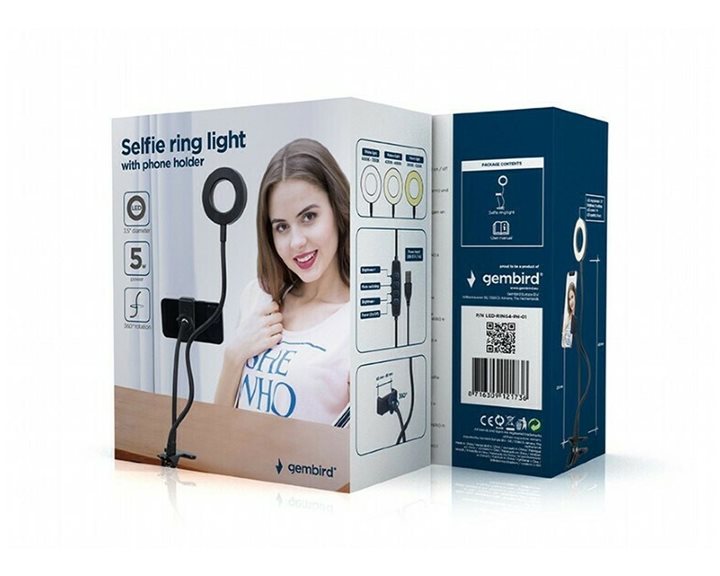 GEMBIRD SELFIE RING LIGHT WITH PHONE HOLDER