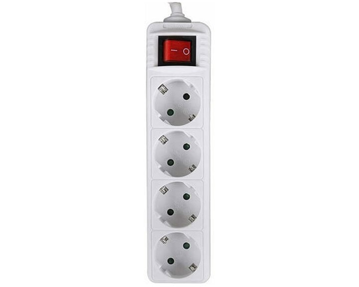 LAMTECH POWER STRIP WITH SWITCH 4 OUTLETS WHITE 1.5M