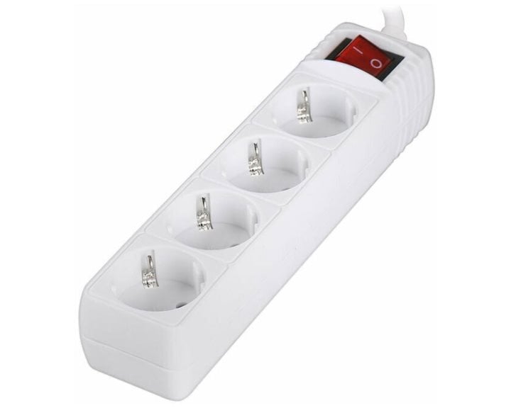 LAMTECH POWER STRIP WITH SWITCH 4 OUTLETS WHITE 1.5M