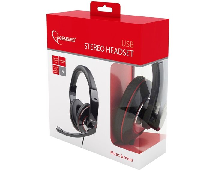 GEMBIRD USB STEREO HEADSET GLOSSY BLACK