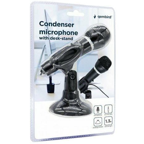 GEMBIRD CONDENSER MICROPHONE WITH DESK-STAND BLACK