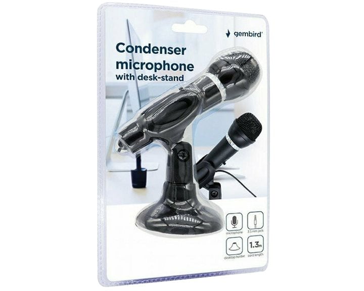 GEMBIRD CONDENSER MICROPHONE WITH DESK-STAND BLACK
