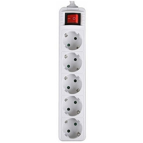 LAMTECH POWER STRIP WITH SWITCH 5 OUTLETS WHITE 1.5M