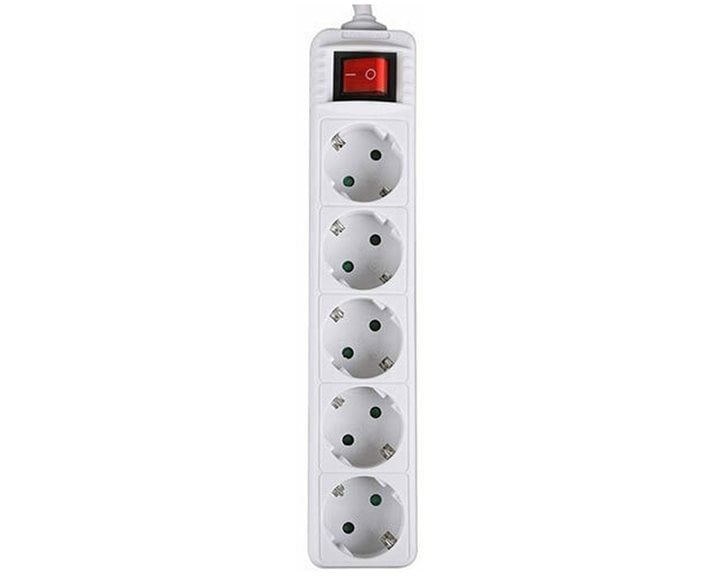 LAMTECH POWER STRIP WITH SWITCH 5 OUTLETS WHITE 1.5M