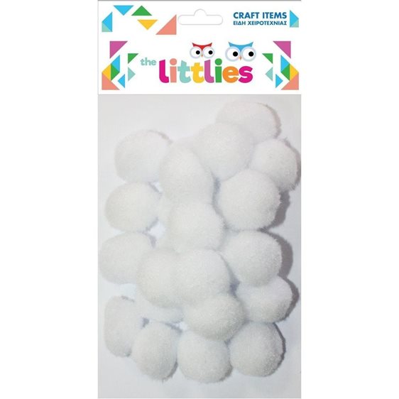 Pompons Λευκά The Littlies 25mm   25τεμ.