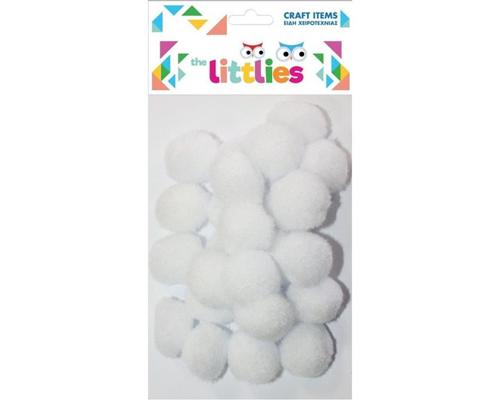 Pompons Λευκά The Littlies 25mm   25τεμ.