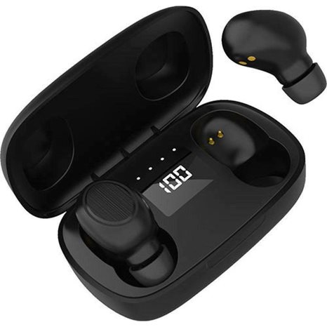 LAMTECH TWS EARBUDS V5.3 WITH LED SCREEN BLACK