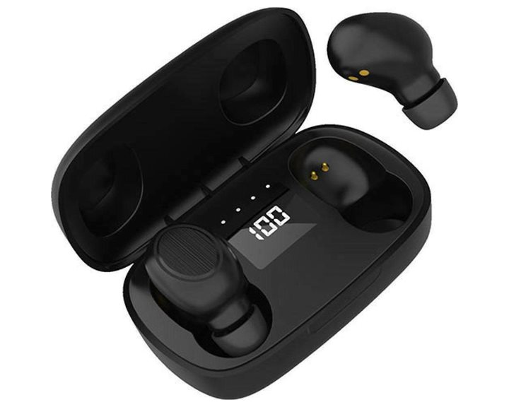 LAMTECH TWS EARBUDS V5.3 WITH LED SCREEN BLACK