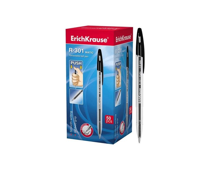Στυλό ErichKrause R-301 1.0mm Με Κουμπί Μαύρο