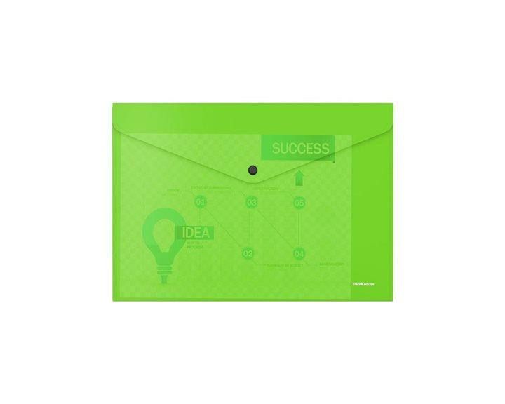 Φάκελος Κουμπί ErichKrause A4 Glossy Vivid Semitransparent Πράσινο 50311