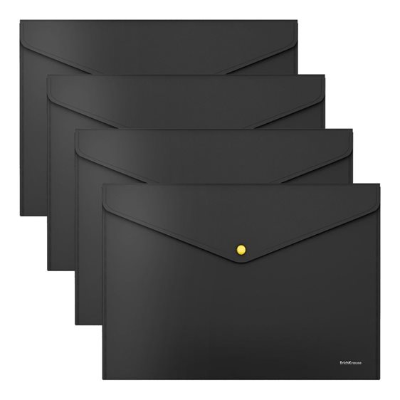 Φάκελος Κουμπί ErichKrause A4 Matt Black Line Με Χρωματιστό Κουμπί 50493