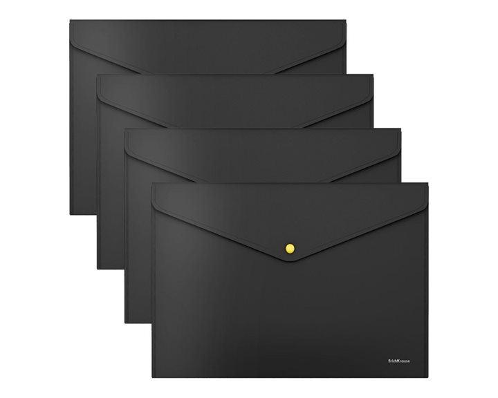 Φάκελος Κουμπί ErichKrause A4 Matt Black Line Με Χρωματιστό Κουμπί 50493