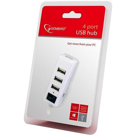 GEMBIRD USB 2.0 4-PORT HUB WITH SWITCH WHITE