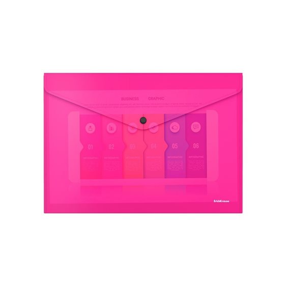 Φάκελος Κουμπί ErichKrause A4 Glossy Vivid Semitransparent Ροζ 50306