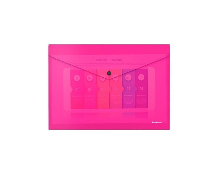 Φάκελος Κουμπί ErichKrause A4 Glossy Vivid Semitransparent Ροζ 50306
