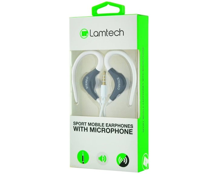 LAMTECH SPORT MOBILE EARPHONES WITH MIC WHITE