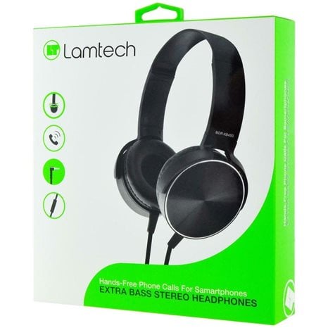 LAMTECH EXTRA BASS STEREO HEADPHONES WITH MIC BLACK