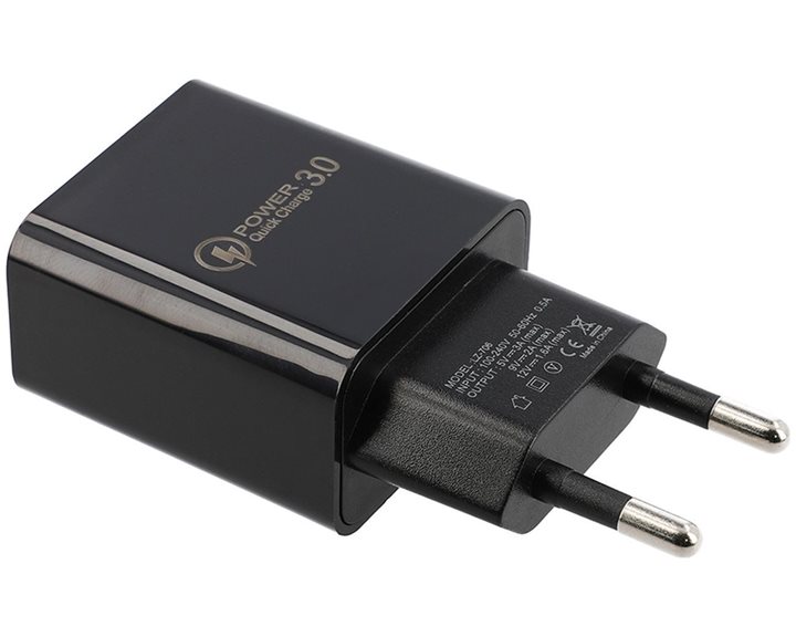 Lamtech Quick Charger USB3.0 18W With Micro USB Cable 1M Black