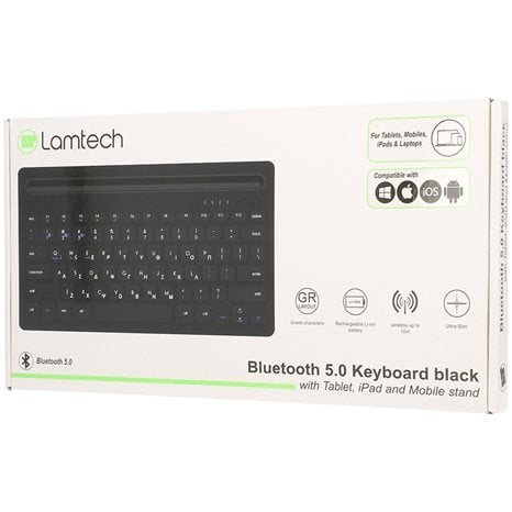 LAMTECH BT 5.0 KEYBOARD WITH IPAD AND MOBILE STAND BLACK