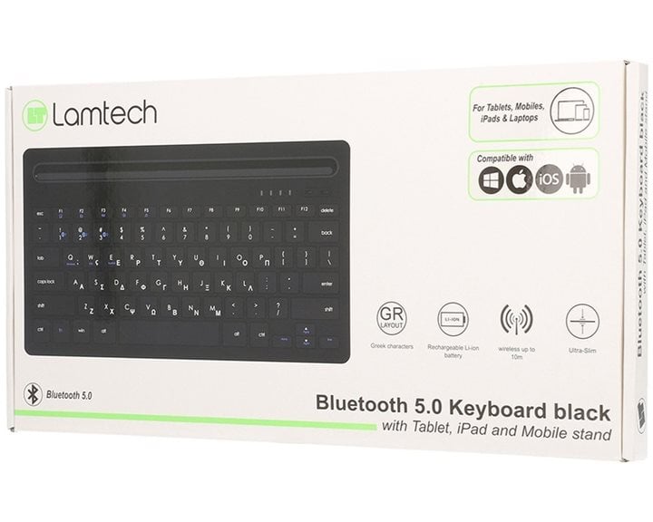 LAMTECH BT 5.0 KEYBOARD WITH IPAD AND MOBILE STAND BLACK