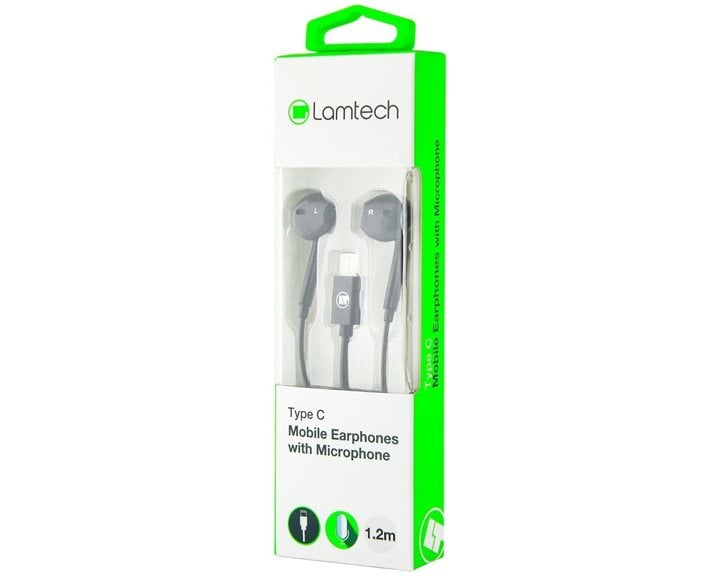 LAMTECH TYPE-C MOBILE EARPHONES WITH MICROPHONE BLACK