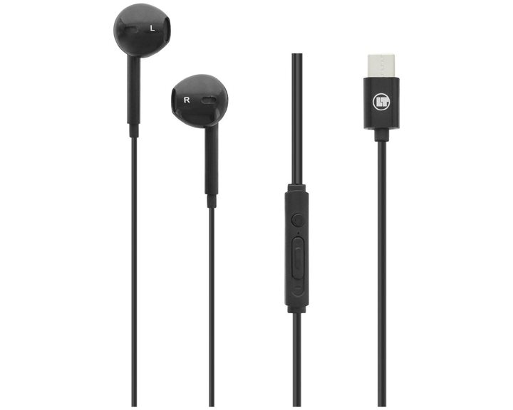 LAMTECH TYPE-C MOBILE EARPHONES WITH MICROPHONE BLACK