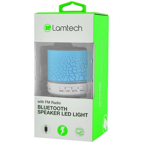 Lamtech Bluetooth Speaker LED Light With FM Blue