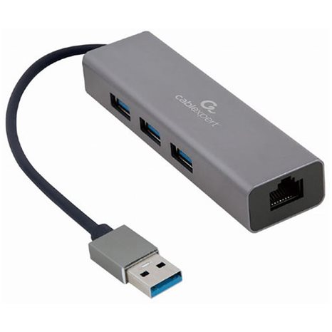 CABLEXPERT USB AM GIGABIT NETWORK ADAPTER WITH 3-PORT USB 3.2 HUB
