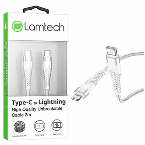 Lamtech HQ Unbreakable Cable Type-C To Lightning White 2m