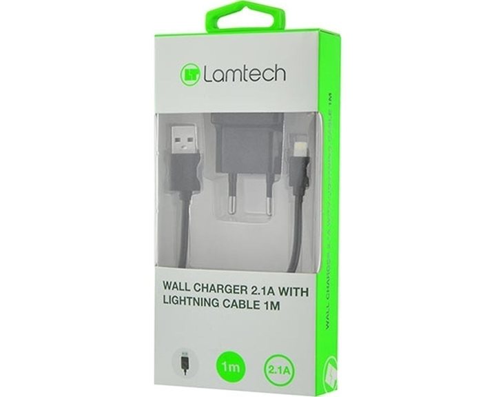 Lamtech Wall Charger Qc3.0 18W With Lightning Cable 1M Black