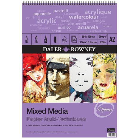 Μπλοκ Σχεδίου Daler-Rowney Mixed Media Spiral A2 594x420mm 250g 30 Φύλλων