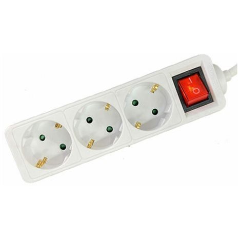 LAMTECH POWER STRIP WITH SWITCH 3 OUTLETS WHITE 1.5M