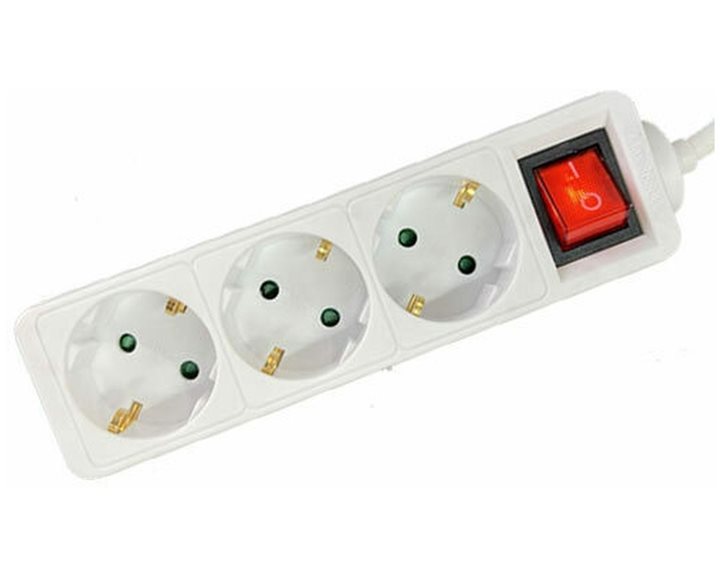 LAMTECH POWER STRIP WITH SWITCH 3 OUTLETS WHITE 1.5M