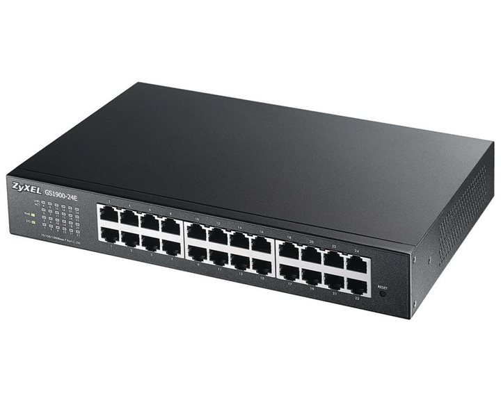 ZYXEL SWITCH GS-1900-24E, 24 PORTS 10/100/1000Mbps, SMART MANAGED, RACKMOUNT, 2YW.