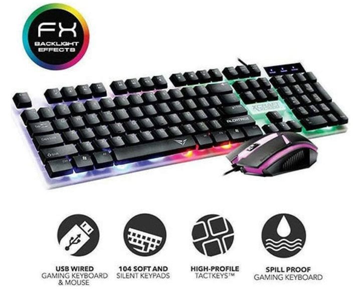 ALCATROZ RGB WATERPROOF GAMING KEYBOARD AND MOUSE X-CRAFT XC1000 BLACK
