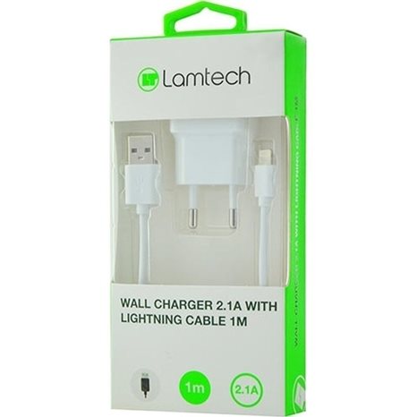 Lamtech Wall Charger QC3.0 18W With Lightning Cable 1M White