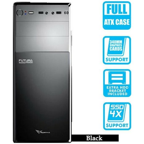 ALCATROZ PC CASE WITH PSU 450W FUTURA BLACK N1000 BLACK