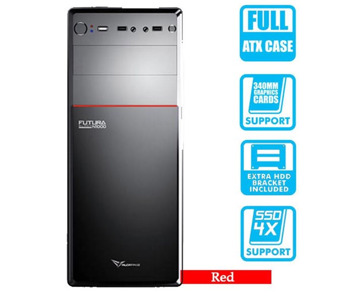 ALCATROZ PC CASE WITH PSU 450W FUTURA BLACK N1000 RED