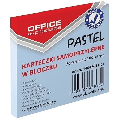 Αυτοκόλλητες Σημειώσεις Office Pastel Μπλε 76x76mm 100τμχ 14047611-01