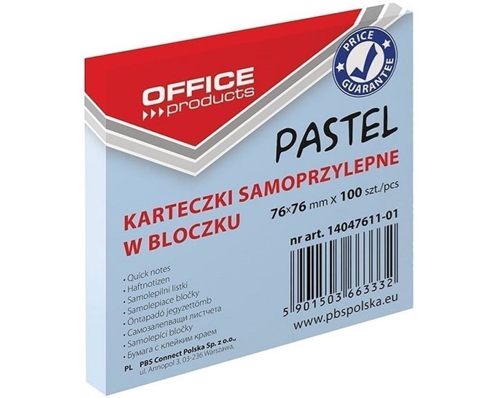 Αυτοκόλλητες Σημειώσεις Office Pastel Μπλε 76x76mm 100τμχ 14047611-01