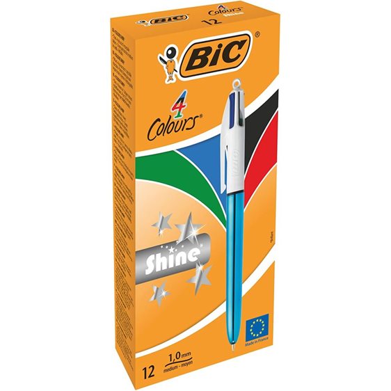 Στυλό Bic 4Colour Shine Μπλέ 1.0mm