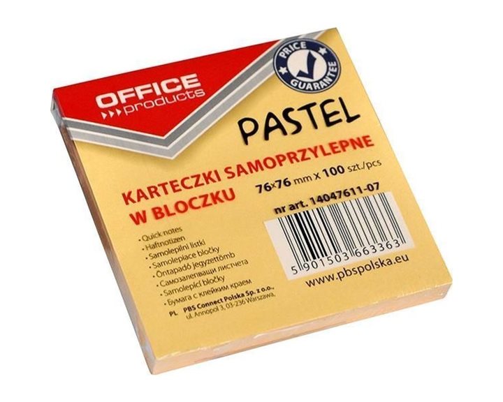 Αυτοκόλλητες Σημειώσεις Office Pastel Πορτοκαλί 76x76mm 100τμχ 14047611-07