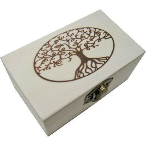 Ξύλινο Παραλληλόγραμμο Κουτί με Πυρογραφία Δέντρο 5χ9χ9
